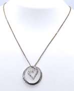 Vintage 925 Sterling Silver Heart Shaped Circle Pendant on Chain