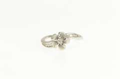 14K White Gold 0.25 Ctw Diamond Plumeria Flower Promise Ring