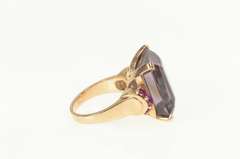 14K Yellow Gold Emerald Amethyst Ruby Retro Cocktail Ring