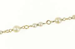 14K Yellow Gold Pearl Beaded Chain Link Classic Statement Bracelet