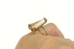 14K Yellow Gold 1960's Smoky Quartz Fantasy Cut Cocktail Ring