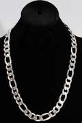 Italian .925 Sterling Silver 14mm Figaro Link Chain 24 Inches