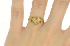 14K Yellow Gold Diamond Heart Ornate Love Symbol Promise Ring