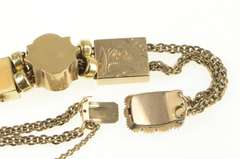 14K Yellow Gold Victorian Ornate Turquoise Pearl Slide Charm Bracelet