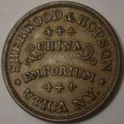1863 Sherman & Hopson China Emporium Utica New York Civil Ear Store Card, Circulated.