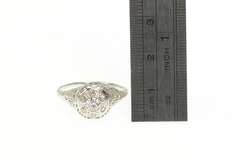 Platinum 0.70 Ctw Art Deco Filigree Domed Engagement Ring