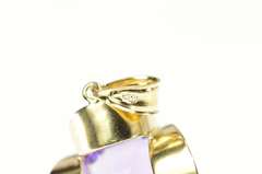 14K Yellow Gold Emerald Cut Amethyst Solitaire Scalloped Pendant