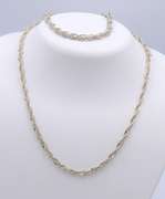 Set of Vintage Italian 925 Sterling Silver Rope Necklace and Matching Bracelet