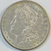 Lovely lustrous AU 1883-S Morgan Silver Dollar. Key date