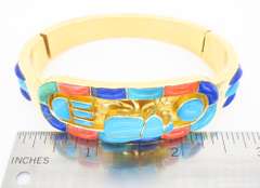 Lapis, Coral, and Turquoise Bangle Bracelet made in 14k