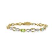 18K over Sterling Silver Multi Gemstone & Diamond Accent Infinity Bracelet