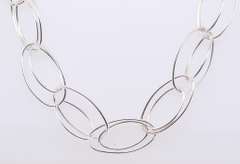 925 Sterling Silver Double Circle Long Necklace