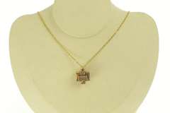 Gold Filled Victorian Engraved Geometric Knot Cube Charm/Pendant