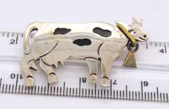 Vintage 925 Sterling Silver Cow Brooch