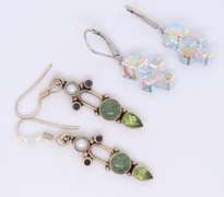 Group Lot of 2 Vintage 925 Sterling Silver Dangle Earrings