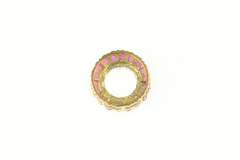 10K Yellow Gold Diamond Ruby Circle Round Statement Pendant