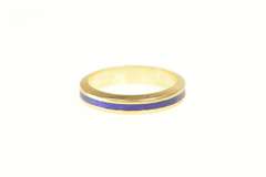 18K Yellow Gold Blue Enamel Stackable Designer Band Ring