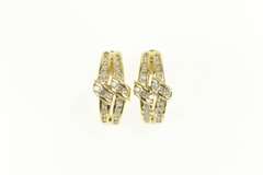 14K Yellow Gold Classic Diamond Encrusted Statement Hoop Earrings