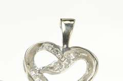 10K White Gold Baguette & Round Diamond Heart Love Charm/Pendant