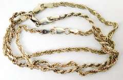 3 Sterling Silver Rope Chain Bracelets