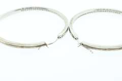 LADIES LARGE STERLING AND DIAMOND LOOP EARRINGS