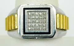 Men's Stainless Diamond Cluster Ring, Size 10.5