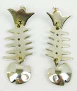 Vintage Mexico Sterling Abstract Fish Earrings