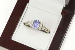 14K White Gold 1.33 Ctw Tanzanite Diamond Engagement Ring