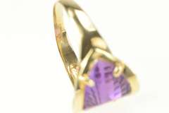 14K Yellow Gold Retro Fantasy Cut Amethyst Unique Statement Ring
