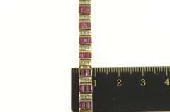 14K Yellow Gold 1.16 Ctw Baguette Ruby Diamond Tennis Bracelet