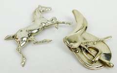 Signed Sterling Horse & Saddle Pins