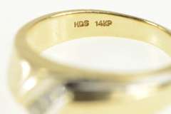 14K Yellow Gold 0.30 Ctw Diamond Grooved Wedding Band Ring