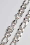 Italian .925 Sterling Silver 13mm 3+1 Figaro Link Chain 22 Inches