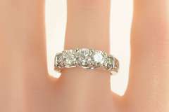 14K White Gold 2.46 Ctw Three Diamond Classic Engagement Ring