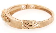 Vintage Round Opal Heirloom Bangle Bracelet in 14K