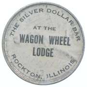 1923 Peace Silver Dollar - Wagon Wheel Lodge Stickered Back