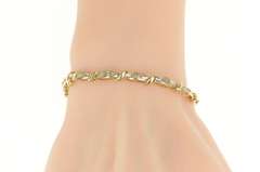 10K Yellow Gold 1.00 Ctw Baguette Diamond Oval Link Tennis Bracelet