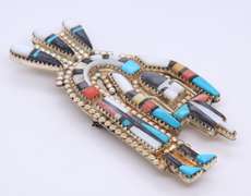 Vintage 925 Sterling Silver Amercan Indian Pendant Brooch