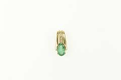 14K Yellow Gold Oval Emerald Diamond Grooved Statement Pendant