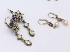 Group Lot of 4 Vintage 925 Sterling Silver Dangle Earrings