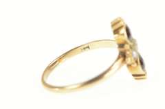 10K Yellow Gold Victorian Garnet Seed Pearl Ornate Statement Ring