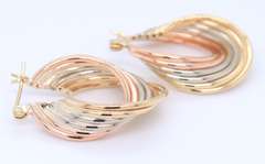 Pleasing Tri Color Gold Hoop Earrings