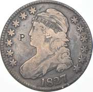 1827 Capped Bust Half Dollar Cureled 2 140a - R4+ Counter Punched "P"