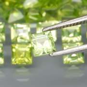Princess cut Unheated! 6.45ct Peridot set
