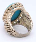 Vintage Sterling Silver Large Oval Turquoise Ring