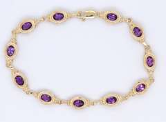 Charming Yellow Gold Amethyst Bezel Bracelet