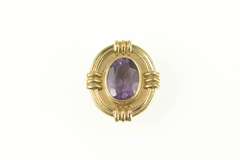10K Yellow Gold Oval Grooved Amethyst Slide Bracelet Charm/Pendant
