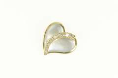 14K Yellow Gold Na Hoku Diamond Mother of Pearl Heart Pendant