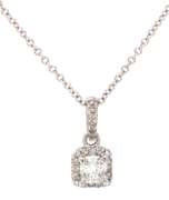 New Odelia 0.36ctw Princess Diamond Halo Frame Pendant Necklace in 18K