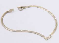 Set of Vintage Italian 925 Sterling Silver V Necklace with Matching 2 Bracelets